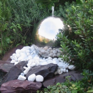 fuente esférica de acero inoxidable para jardín 50 cm